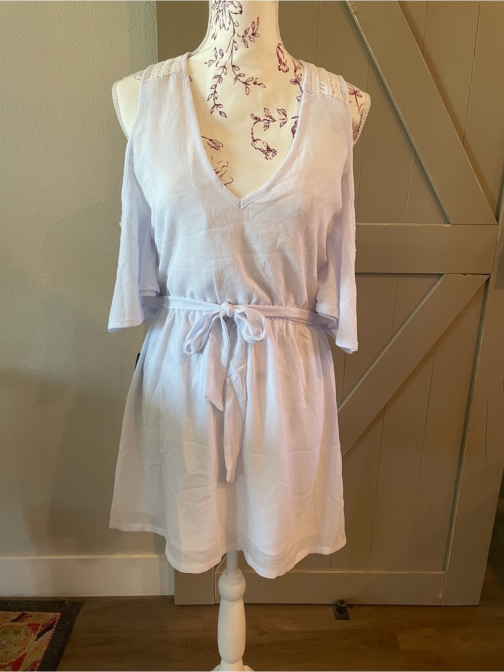 bebe white V-Neck Tie-Waist Tunic Cover-Up